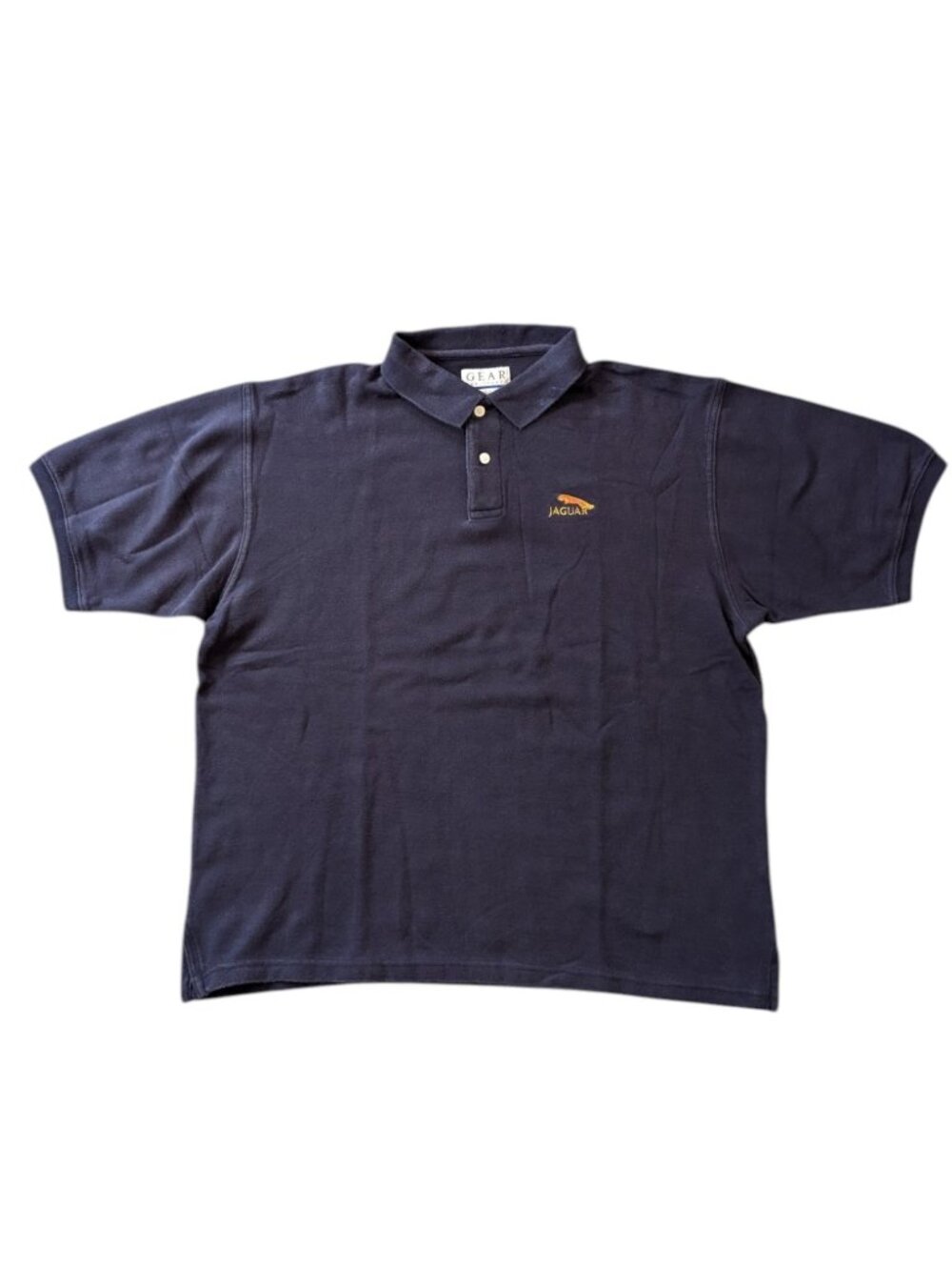 Vintage Jaguar Luxury Automobile Car Men's Short Sleeve Polo Shirt Sz LBlue